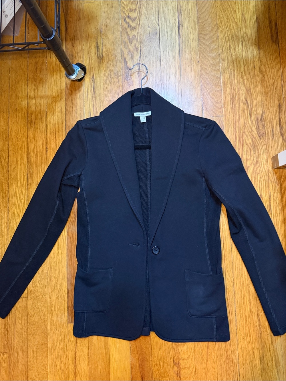 James Perse Black Single-Button Shawl Collar Blazer